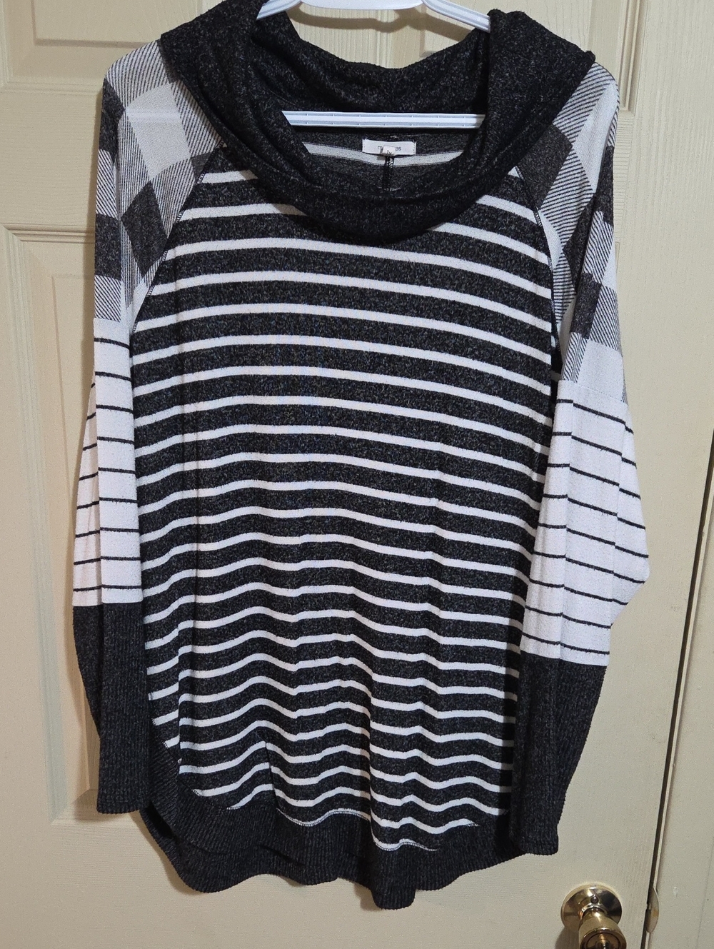 Maurices Black and White Striped Hooded Top